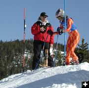 Colorful Orange Skier. Photo by Pinedale Online.