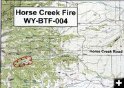 Horse Creek Fire Map. Photo by Dawn Ballou, Pinedale Online.