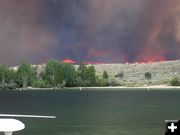Smoke and flames. Photo by Jesse Lake, Lakeside Lodge.