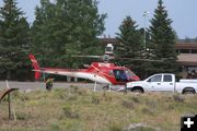Helicopter at Clinic. Photo by Clint Gilchrist, Pinedale Online.