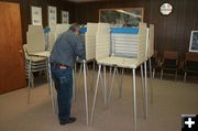 Voting booths. Photo by Dawn Ballou, Pinedale Online.