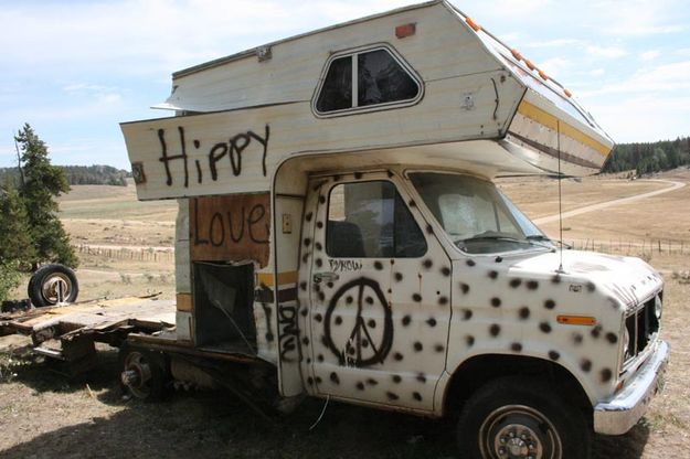 Discarded Hippy Van . Photo by Dawn Ballou, Pinedale Online.