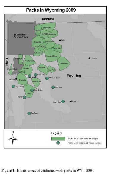 Wyoming wolf pack map. Photo by FWS.