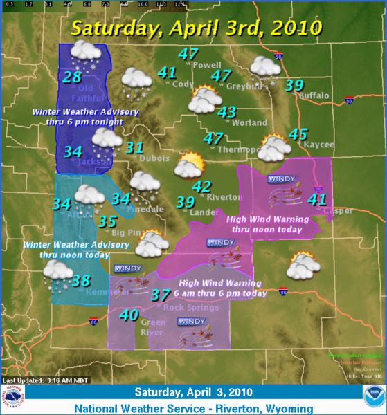 Saturday April 3, 2010. Photo by National Weather Service.