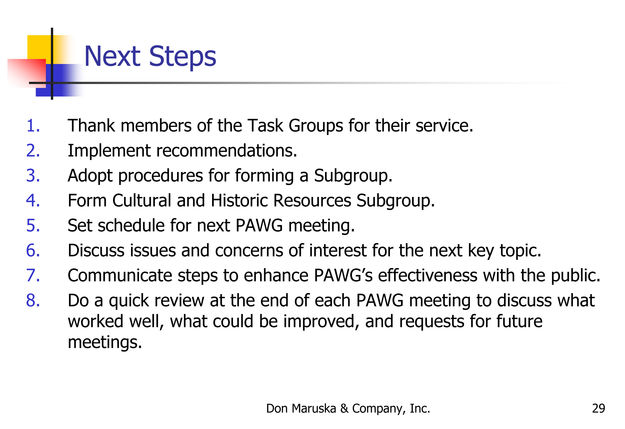 PAWG Next Steps. Photo by Don Maruska & Company, Inc..