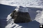 Snowy Drifted Boulder. Photo by Dave Bell, Pinedale Online.