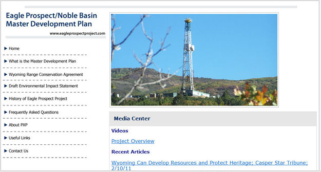 PXP website. Photo by Plains Exploration & Development.