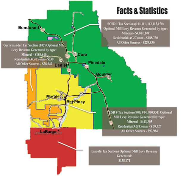 Sublette County Tax District map. Photo by Pinedale Online.