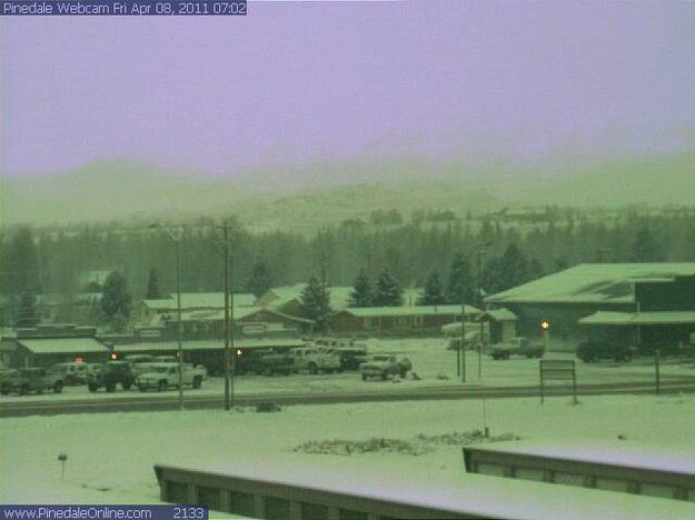 Snow in Pinedale. Photo by Pinedale Webcam.