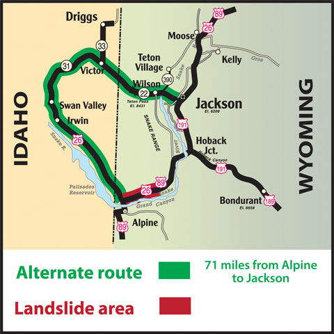 Detour Map. Photo by Wyoming Department of Transportation.