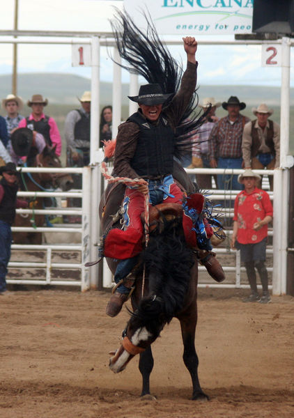 Saddle Bronc Riding. Photo by Clint Gilchrist, Pinedale Online.