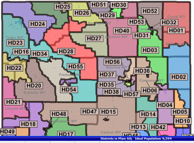 Redistricting Map. Photo by Wyoming Legislature.
