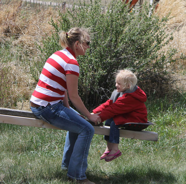 On the teetertotter. Photo by Cliint Gilchrist, Pinedale Online.