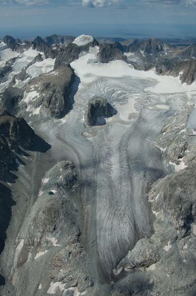 Gannett Peak & Gannett Glacier. Photo by Rita Donham, Wyoming AeroPhoto LLC.