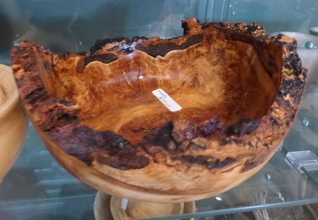 Hand-carved wood bowl. Photo by Dawn Ballou, Pinedale Online.
