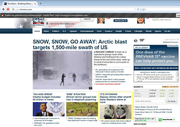 Fox News front page story. Photo by Pinedale Online.