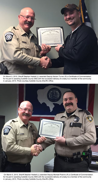 Officers commended. Photo by Sublette County Sheriff's Office.