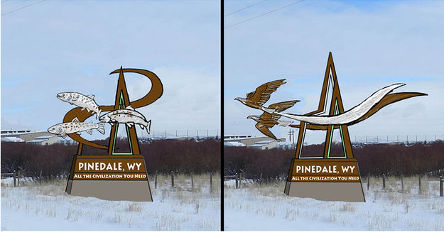 Pinedale Gateway signs. Photo by Pinedale Fine Arts Council.