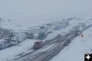 Pileup on I-80 in Wyoming. Photo by Wyoming Highway Patrol.