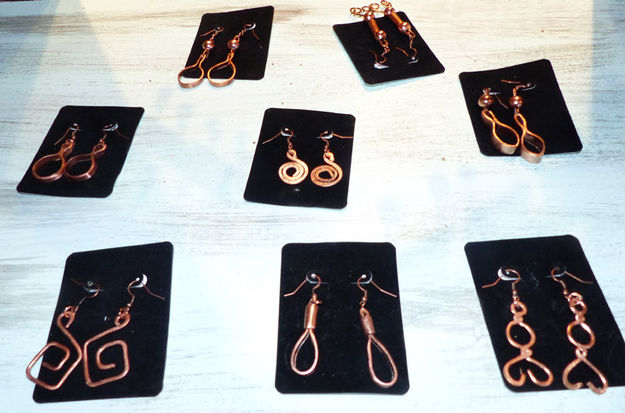 Copper earrings. Photo by Dawn Ballou, Pinedale Online.