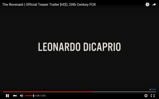 Leonardo DiCaprio as Hugh Glass. Photo by The Revenant.