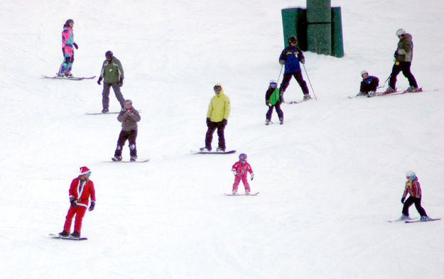 Skiing with Santa. Photo by White Pine Resort.