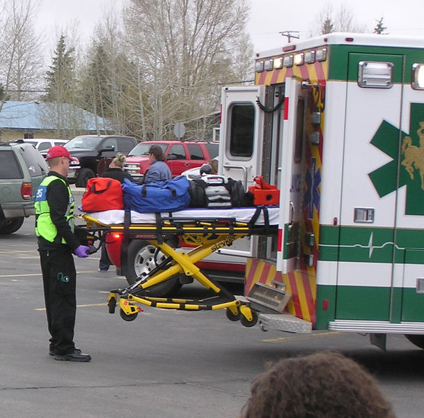 Ambulance arrives. Photo by Bob Rule, KPIN 101.1FM Radio.