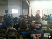 Pinedale Cliff Creek Fire meeting. Photo by Dawn Ballou, Pinedale Online.