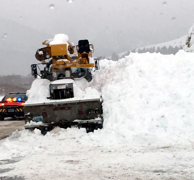 Avalanche removal work. Photo by WYDOT.