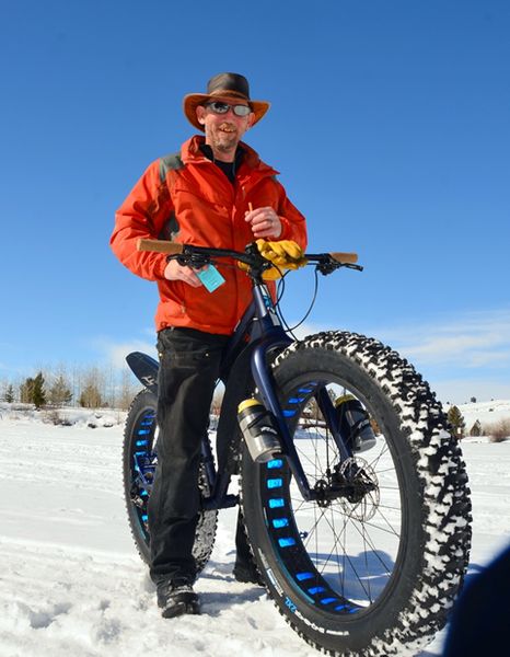 Jason is everywhere with his Fat Tire Bike. Photo by Terry Allen.