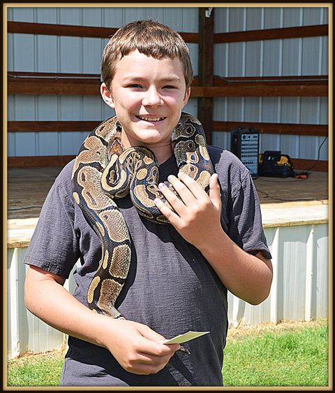 Mason Orm with Ball Python. Photo by Terry Allen.