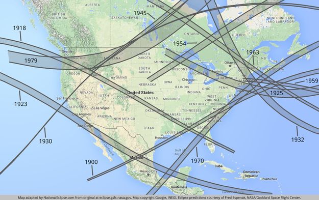 Other Eclipse paths. Photo by .