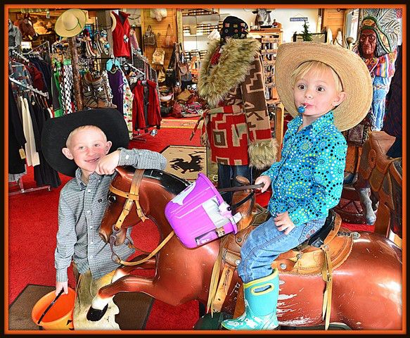 Rooster and Isabel at The Cowboy Shop. Photo by Terry Allen.