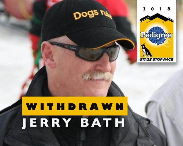 #7 Jerry Bath (withdrawn). Photo by International Pedigree Stage Stop Sled Dog Race.
