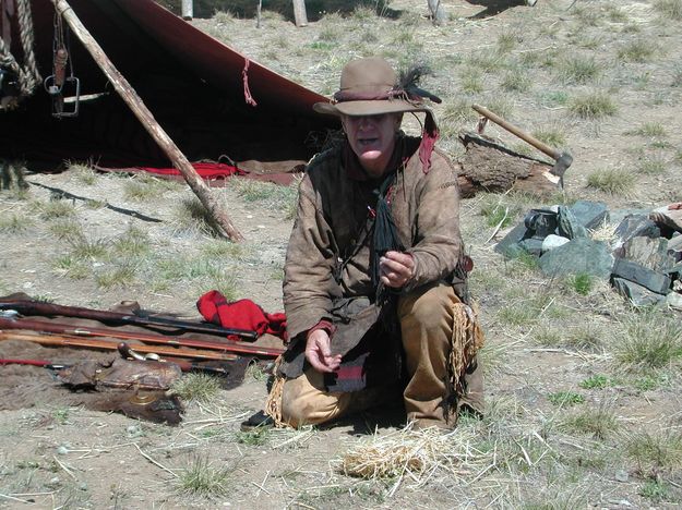 Starting a fire. Photo by Pinedale Online.