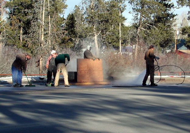 Cleanup by hand. Photo by Pinedale Online.