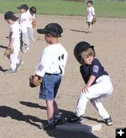 On first base. Photo by Pinedale Online.