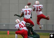 Blocked Punt. Photo by Clint Gilchrist, Pinedale Online.