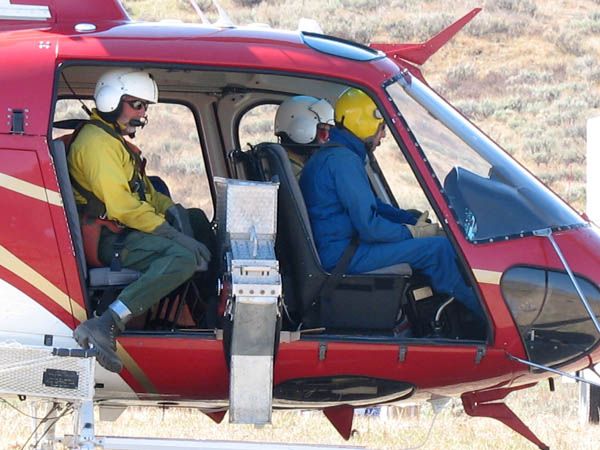 Helicopter takes off. Photo by USFS.