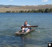 Concrete Canoe in Fremont Lake. Photo by Sublette County School District #1.