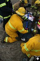 Securing Victim. Photo by Pam McCulloch, Pinedale Online.