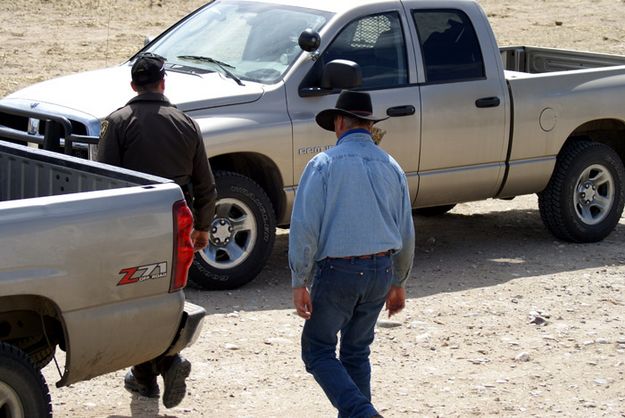 Walking to truck. Photo by Cat Urbigkit, Pinedale Online.
