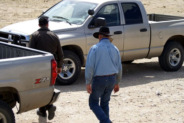 Walking to truck. Photo by Cat Urbigkit, Pinedale Online.