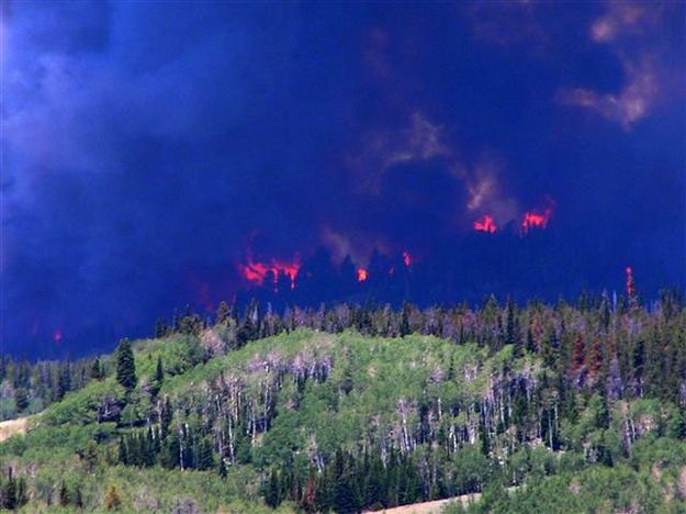 Wall of flame and smoke. Photo by Heather Kavran.