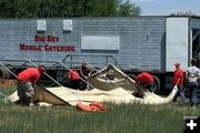 Setting up tents. Photo by Dawn Ballou, Pinedale Online.