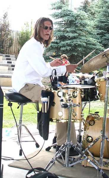 Ryan on the drums. Photo by Pam McCulloch, Pinedale Online.