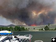 Flames approach Lakeside. Photo by Jesse Lake, Lakeside Lodge.