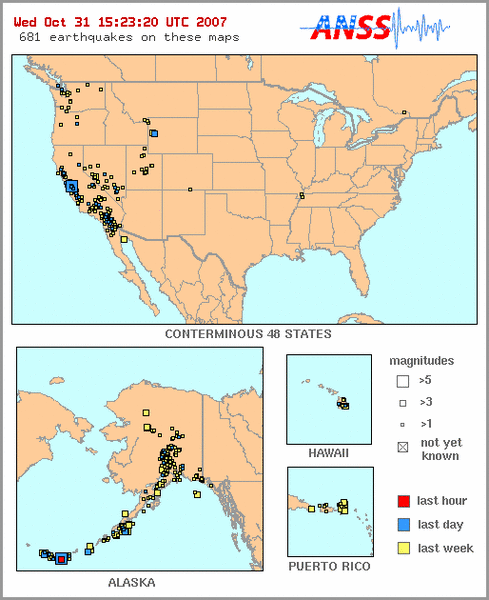 US Earthquakes. Photo by USGS.