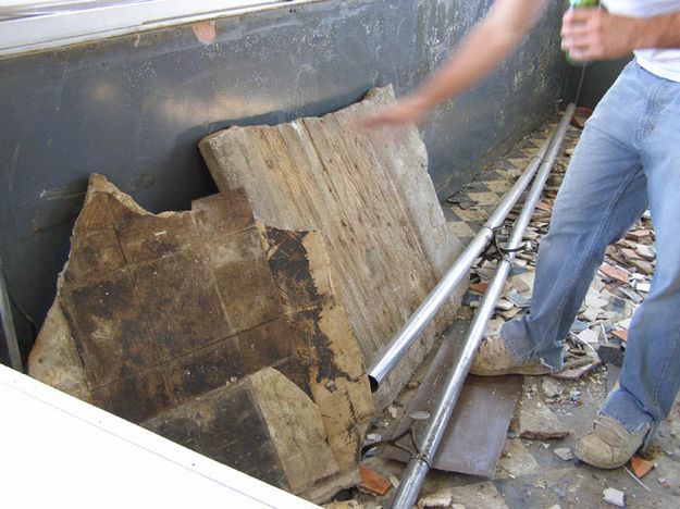 Three layers of flooring. Photo by Cheryl and Vince Pierce.