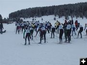 Mass start. Photo by Bob Barrett, Pinedale Ski Education Foundation.